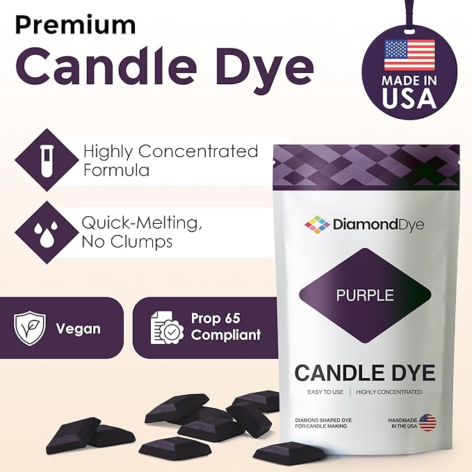 Purple Candle Dye - Made in The USA - Premium Colorants - Highly Concentrated - Popular Colors for Paraffin or Soy Wax - Great for Professionals or Hobbyist - 50 Dye Chips