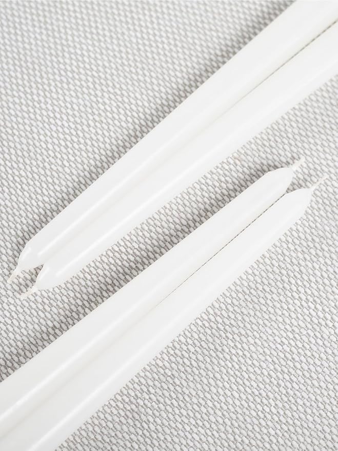 CANDWAX 12 inch White Taper Candles - Set of 12 Candle Sticks Ideal for Christmas Decorations - Dripless Smokeless Long Burning Unscented White Candlesticks - Tapered Christmas Candles for Home Decor