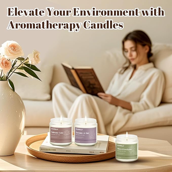12 Pack Candles for Home Scented, Aromatherapy Candles Gifts Set for Women, Lavender, Vanilla, Rose Candle, 42OZ Natural Soy Wax Long Lasting Jar Candle, Birthday Valentine’s Day Present