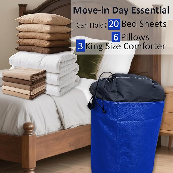 66 Gallon Extra Large Moving Bags with Handles, Heavy Duty Waterproof Storage Totes for College Dorm and Home, Packing Supplies for Moving Boxes, Set of 4