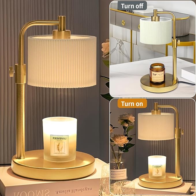 NITOWOLF Candle Warmer Lamp, Candle Lamp Warmer with Timer Adjustable Height Wax Warmer Lamp for Jar Candles, Birthday Gifts for Women House Warming Gifts (Gold)