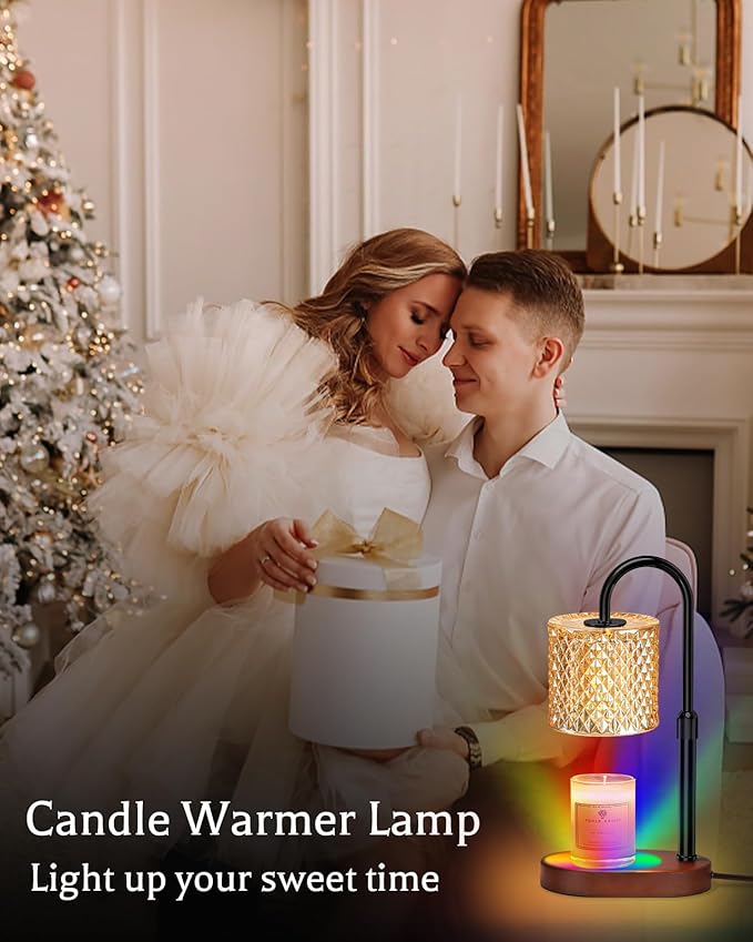 Engpure Candle Warmer Lamp with 8 Colors LED Changing and Timer Dimmer, Candle Warmer with RGB Model Height Adjustable for All Size Scented Candles with 2 Bulbs, Christmas Gift for Mom, Wife,Friends