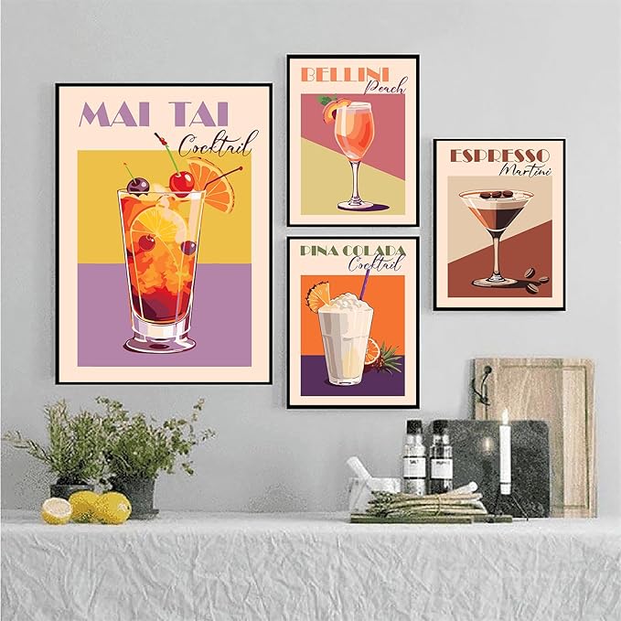 DIY 4 Pack Cocktail Paint by Numbers for Adult