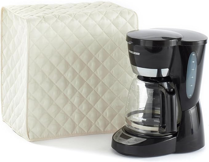 Covermates Keepsakes Coffee Maker Cover – Quilted Appliance Protector for Espresso Makers – Dust & Stain Resistant, Washable Slip‑On Design for Countertop Storage, Cream