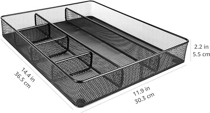 Amazon Basics Mesh Drawer Organizer, Black | Pack of 4