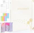 XKDOUS Aesthetic Document Organizer Linen Folio Folders with Pockets, 3-Ring Accordion Storage Binders Expanding File Folder for Important Papers, Documents and Files