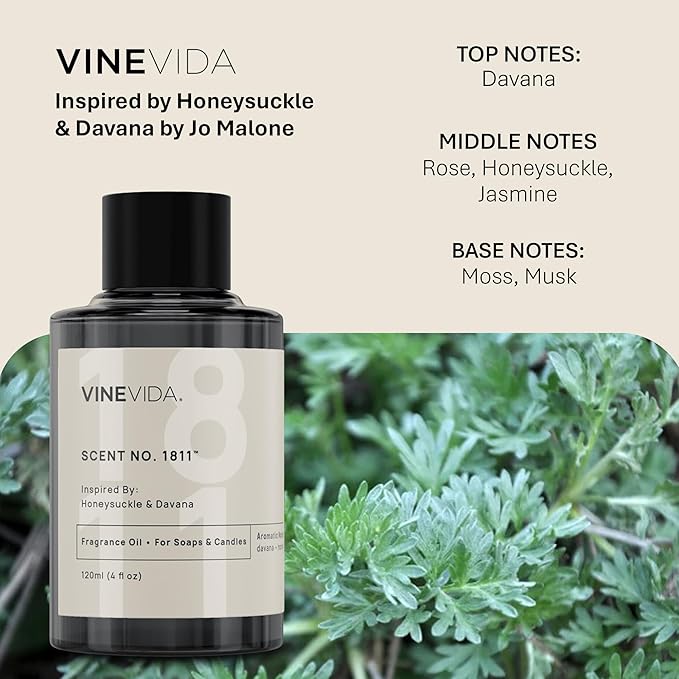 VINEVIDA [16oz] Honeysuckle & Davana Fragrance Oil for Candle Making - Natural Candle Oil Scents - Soap Making Essential Oil - Made in USA