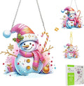 Masendp Adult Diamond Art Hanging Kit, Special Shape Rhinestones, DIY Acrylic 5D Diamond Art Painting Window Pendant Home Garden Wall Mounting Kit Hanging Ornament, Double Sided. (Colorful Snowman)