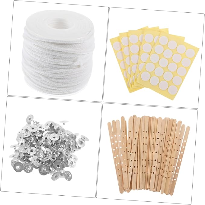 PHENOFICE 1set Candle Wick Holders with Stickers for DIY Candle Making for Easy Crafting and Labeling for Handmade and Projects