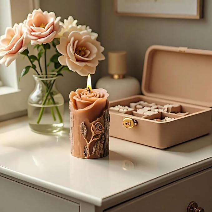 Silicone 3D Flower & Rose Cylinder Mold - Peony & Candle Mold for Resin, Clay & Soap Making - Craft Supplies