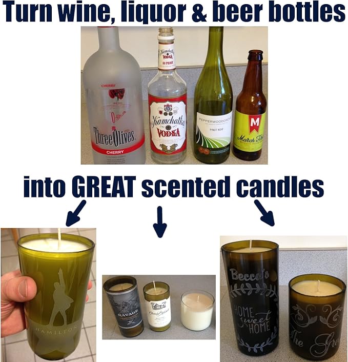 DIY Gateway Deluxe Candle Making Kit & Supplies – with Glass Bottle Cutter to Make Candles Out of Wine Bottles – with 2 LB Soy Wax, 2 Scents, Wicks + Holders & Pitcher