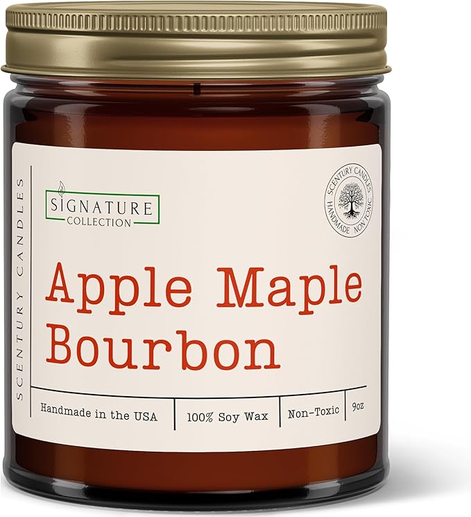 Apple Maple Bourbon Scented Candle, Many Scents to Choose from, All Natural Non-Toxic Soy Wax, Handmade in The USA (Apple Maple Bourbon)