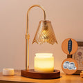 Candle Warmer Lamp with Timer Dimmable,Glass lampshade and Water-Drop-Shaped Wooden Base,Height Adjustable Candle Warmer with 2 Bulbs,Gifts for Women Mom,House Warming Gifts New Home Bedroom Decor