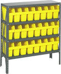 Quantum Storage Systems 1839-SB803YL Solid Heavy Duty 4 Shelves 24 Store-MAX Yellow Bins 39" H x 36" W x 18" D