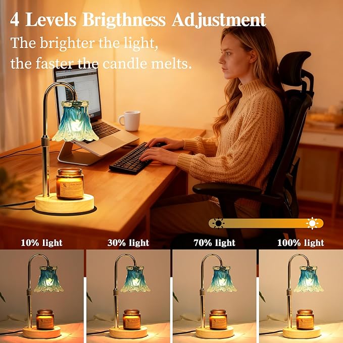 GEEZO Fragrance Candle Warmer Lamp，Electric Candle Warmer with Timer & Dimmer，Mom Christmas Birthday Gifts for Women, House Warming Gifts New Home Bedroom Decor