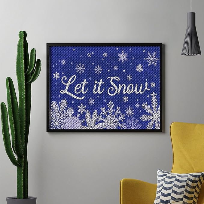 AIVKIEJK Diamond Painting Kits for Adults - Festive Snowflake Christmas Let It Snow Painting DIY 5D Full Drill Diamond Dots Paintings with Diamonds Gem Art and Crafts Home Decor 12"x16"