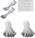 Candle Making Kit, 200 Cotton Wicks 2 inch, Wick Stickers, 2Metal Holders