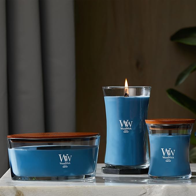 WoodWick Tempest Gifts for Women and Men, 21.5 oz Large Hourglass Candle with Crackling Wick