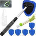 IBHOO Glass Defogger Brush for Car, Microfiber Car Windshield Cleaning Tool with Extendable Handle, with 4 Reusable and Washable Microfiber Pads