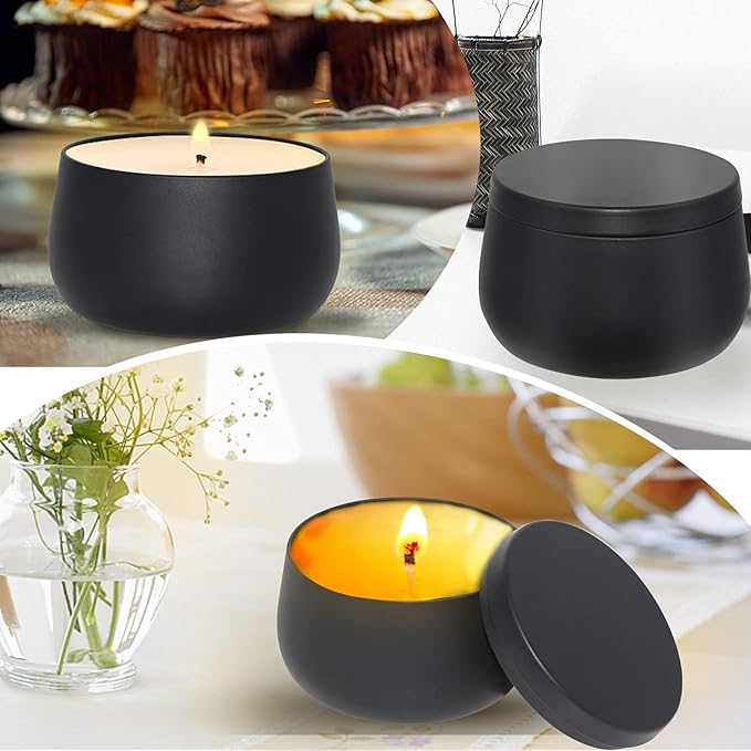 8oz Candle tins with lids,Black Candle Jars,Bulk Candle tins for Making Candles,Candle Making Jars(24PACK, Black)