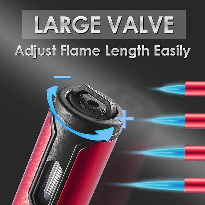 Urgrette 2 Pack Butane Torch Lighter, 6-inch Refillable Pen Lighter Adjustable Jet Flame Butane Lighter for Grill BBQ Candle Camping (Gas Not Included) Raven & Ruby
