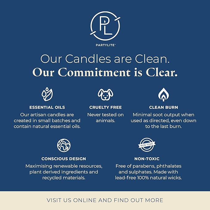 PartyLite Marshmallow Vanilla Scented with Caramel & Sugarcane Notes, 13.2oz 3-Wick Jar Candle, 45 Hour Burn Time, Luxurious Fragrance, Ideal for Gifting