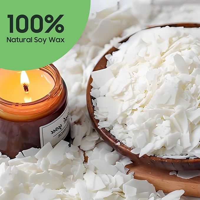 Soy Candle Wax for Candle Making, 10l bs Natural Soy Candle Flakes, Premium Soy Wax for Candle Making, 100 Cotton Candle Wicks, 100 Wick Stickers, & 2 Wicks Holder