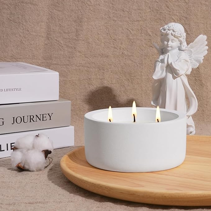 Viyffo 20oz Large White Scented Candle for Women – Vanilla Dreamscape, 3 Wick Non Toxic Soy Candle, Matte Ceramic Jar, Luxury Home Fragrance, Elegant Spring Décor & Premium Gift