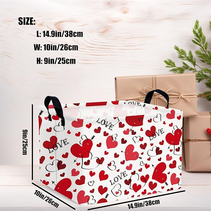 Valentine's Day Basket Gift for Empty Cute Heart Large Storage Bin for Kid and Baby Room Décor (Love Arrow Heart)