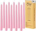 KONNI 0.87×10 Inch Pink Taper Candles, Unscented and Smokeless Tall Candlesticks, 10 Pack Tapered Candles with Cotton Wicks, Long Burning, Ideal for Weddings, Dinner Parties, and Home Décor