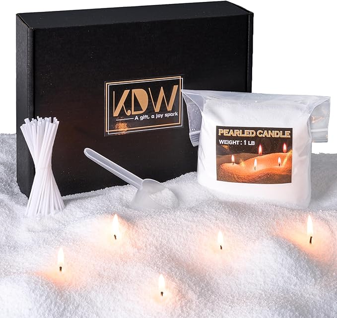8LB Candle Sand- White Candle Beads, Sand Wax for Wedding Decor, Pearled Candles with Wicks (100 Pcs) & Spoons, Unscented for Powder Candle Making, Candles Refill Kit