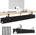 Litwaro Under Desk Cable Management Tray No Drill, 40.6" Cord Organizer with Clamp for Standing Desk, Premium Fabric Cable Tray with Wire Management for Office Home, Black