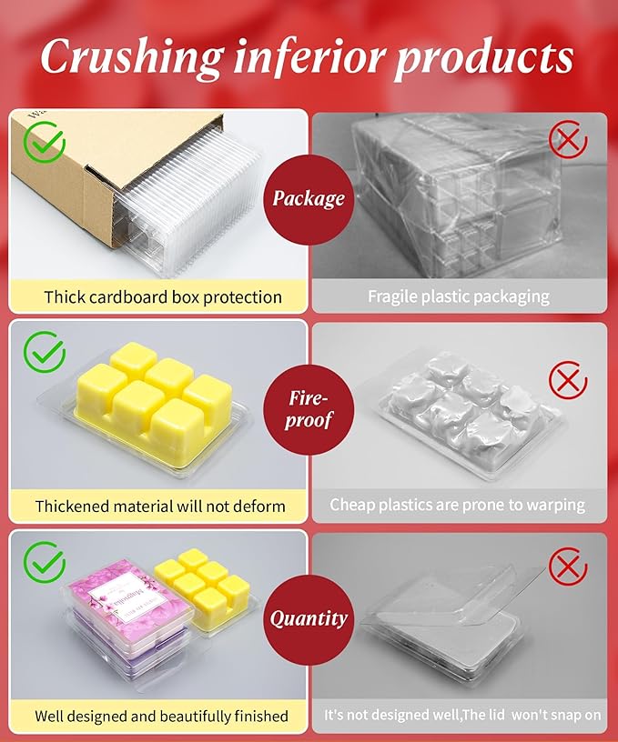 Thickened Wax Melt Molds Containers Clamshells Packaging for Wax Melts,Wax Tart Packaging for Enterprises or Households,Wax Seal Mold,Scentsy Wax Melts,Soy Wax,Wax Melt Warmer (30pcs)