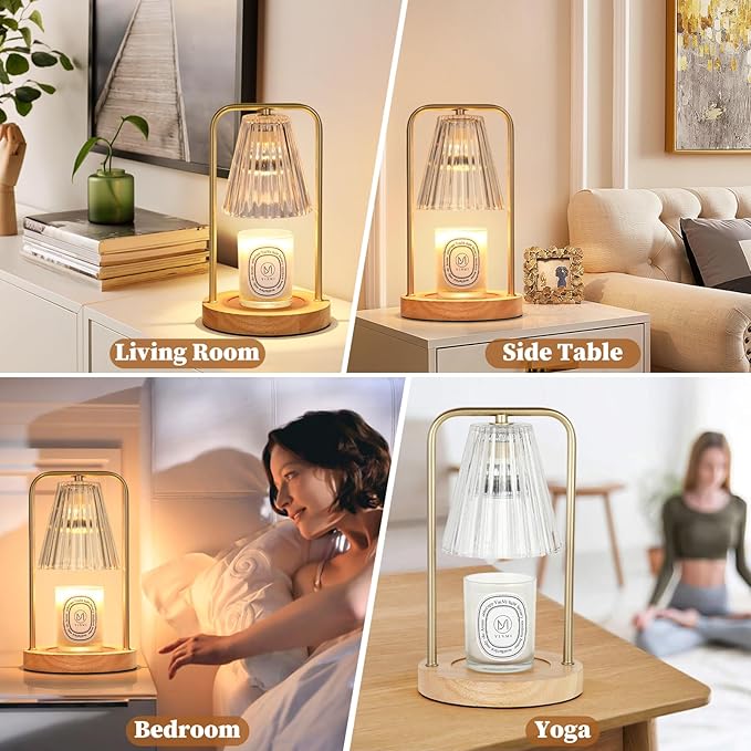 2-Pack Candle Warmer Lamps with Timer, Electric Candle Lamp Warmer for Jar Candles, Dimmable Wax Melt Warmer with 4 Bulbs, Mom Birthday House Warming Gift New Home, Vintage Home Decor