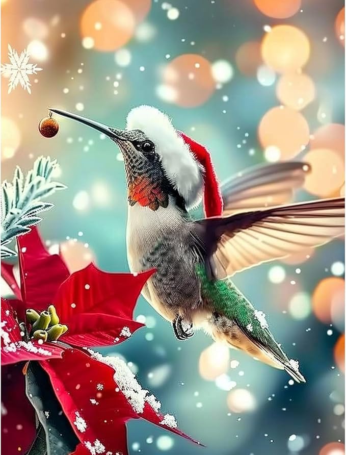 Skyboda Hummingbird Diamond Art Kits for Adults Beginners, Christmas Tree Diamond Painting Kits for Adults,5D Full Drill DIY Diamond Dot Gem Art Kit Wall Home Decor Arts Craft 12x16 inch
