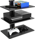 PERLESMITH Floating Wall Mounted Shelf AV Mount Shelf - Holds up to 16.5lbs - DVD DVR Component Shelf with Strengthened Tempered Glass - Perfect for DVD Players, TV Box and Cable Box, PSDSK3