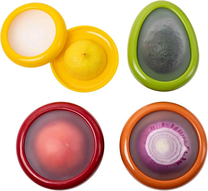 Joie Food Saver Set, Avocado, Tomato, Onion, and Lemon Stretch Pods, Silicone, One Size, 4 Count