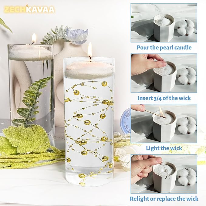 Sandalwood Scented White Pearled Candle 70.5oz Luxury Sand Candle Granulated Wax - 120 Cotton Wicks – Wax for Candle Making Decorative Candles Smooth and Clean Burning Lasts up to 400 Hours
