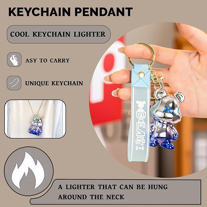 Cute Animal Soft Flame Lighter Cool Creative Design Lighters Butane Refill，Kawaii Cartoon Lighter Accessories，Unique Keychain Lighters for Women Birthday Candles BBQ (Without Butane Gas） (21)