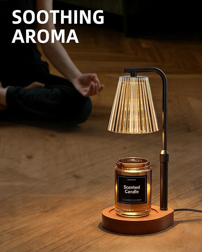 Candle Warmer Lamp with Timer & Dimmer for Yankee Candles, Adjustable Height Candle Warmer for Jar Candles, Wax Melt Lamp for Cozy Home Decor & Gifts,Glass, 2 Bulbs