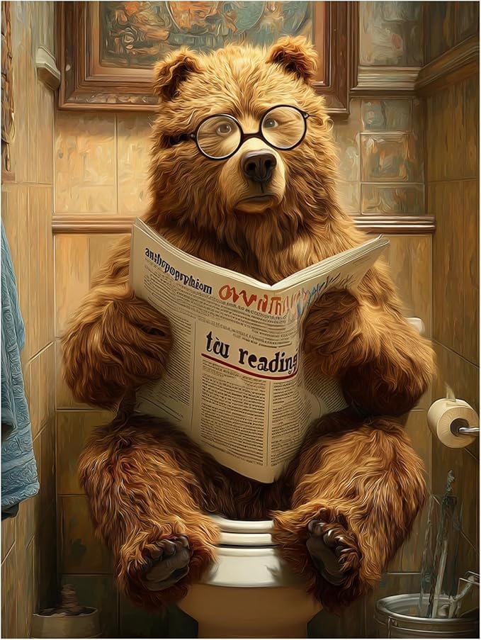 Reivworl Bear Diamond Art Kits for Adults, Bear Diamond Painting Kits, Gem Art Kit for Gifts and Home Interior Decor 12x16 Inch
