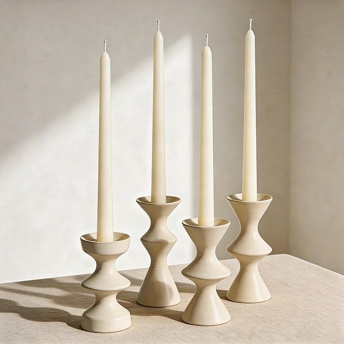 Viyffo Taper Candles, 12 Inch, 12 Pack, Ivory – Unscented, Dripless & Smokeless Design, Up to 8-Hour Burn – Tall Candlesticks for Wedding, Dinner & Home Decor