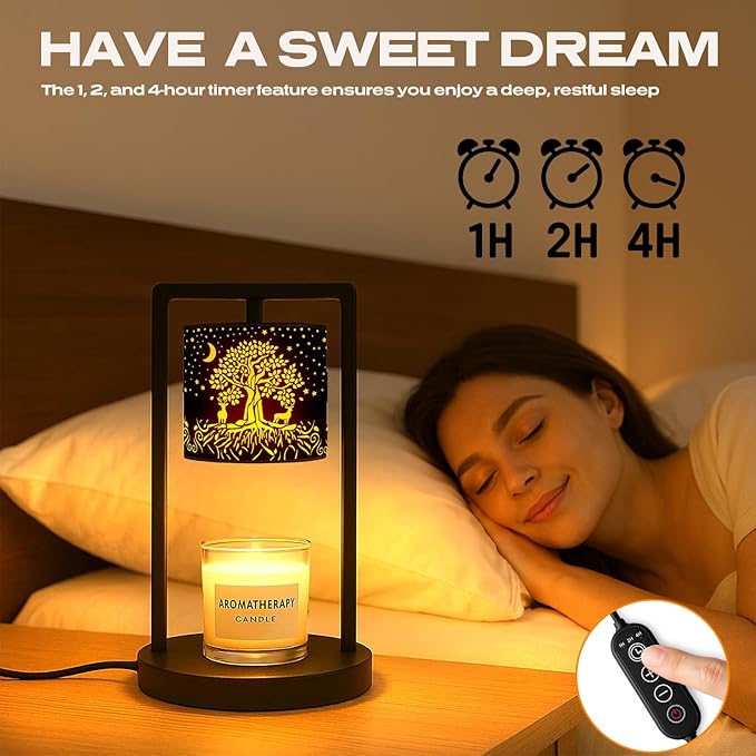 Candle Warmer Lamp with Timer Dimmer, 4 Adjustable Brightness Electric Candle Wax Melt Warmer, Best Birthday Gifts for Women Mom, Mothers Day Gifts, House Warming Gifts New Home Decor (Tree of Life)
