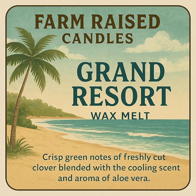 Farm Raised Candles Resort 5 Pack Variety Soy Wax Melts – Fresh from the Farm Scented Wax Cubes for Warmers – 5 Hotel & Spa Inspired Fragrances – Farm Fresh Wax Melts – USA Made