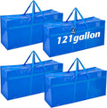 Windyun 4 Pack 121 Gallon Extra Large Moving Bags XXL Heavy Duty Storage Bag with Strong Zipper Handle Jumbo Big Tote Box Foldable for College Dorm Travel Clothes Duffle Blanket Pillow(Blue)