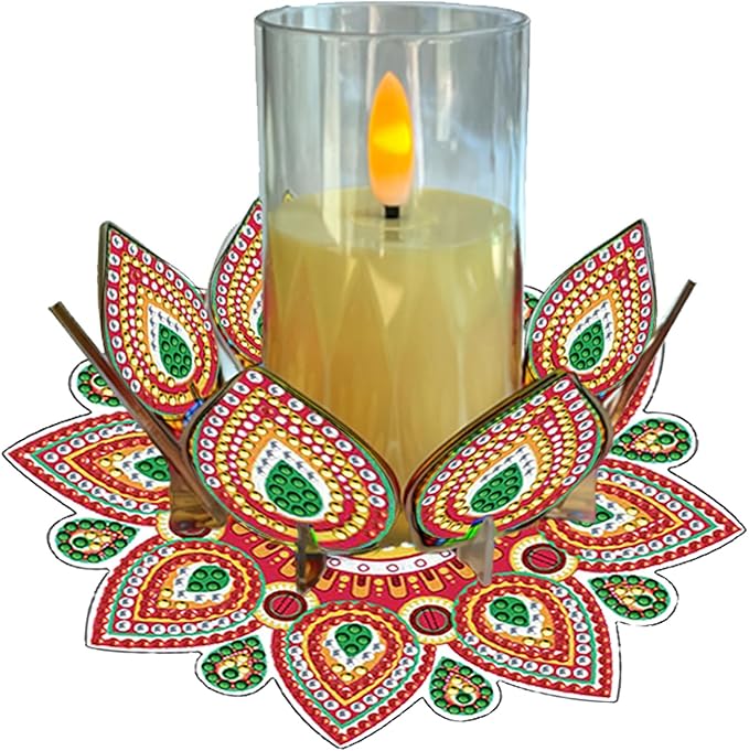 5D DIY Diamond Art Painting PVC Flower Candle Holders Tealight/Tea Light/Votive Candle Holder, for Table Centerpiece Home Décor Party Wedding Dinning-Flower-10