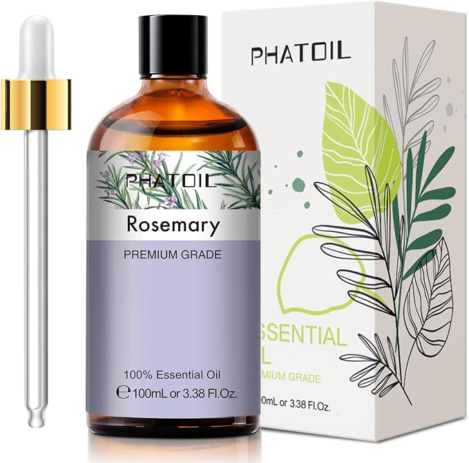 PHATOIL 3.38FL.OZ Rosemary Essential Oil, for Aromatherapy Diffusers, Humidifiers, Great for DIY Candle and Soap Making, Huge 100ML Bottle