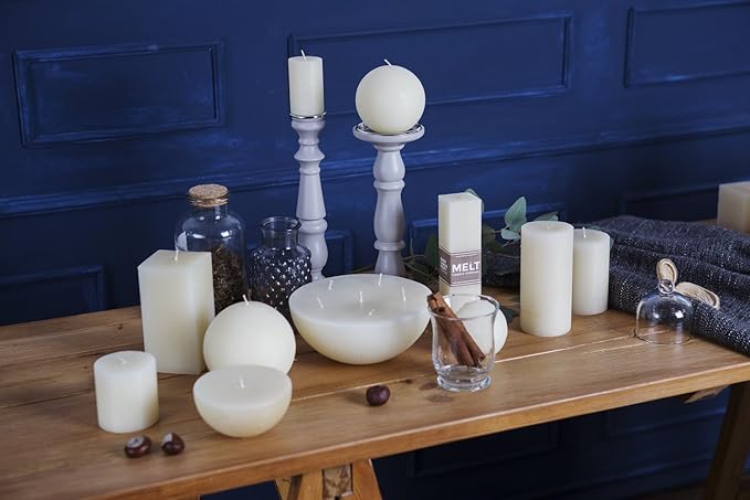 Melt Candle Pillar Candles, 3 Pack - Unscented Candles for Home, Church, Weddings, & More - 3" x 6", Ivory