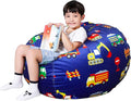 Lukeight Excavator Stuffed Animals Storage Bean Bag Chair Cover Only (Ships Empty, No Filling) - Velvet YKK Zipper Beanbag Cover for Toddlers Kids, Washable Plush Toy Organizer, Large 27" D x 16" H