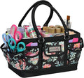 Everything Mary Deluxe Store & Tote Organizer – Black & Floral Craft Bag with Handle – Sewing, Scrapbooking & Art Supply Caddy – Stylish Storage for DIY Projects